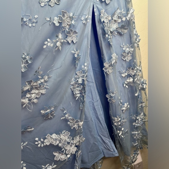 Lulus Rare Presence Powder Blue 3D Floral Embroidered Prom, Bridesmaids Dress - Picture 6 of 9